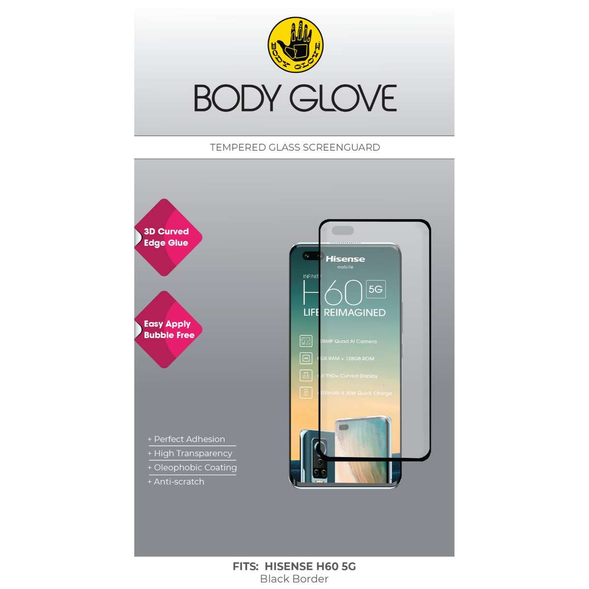 Hisense H60 5G Screen Protector Body Glove 3D Tempered Glass