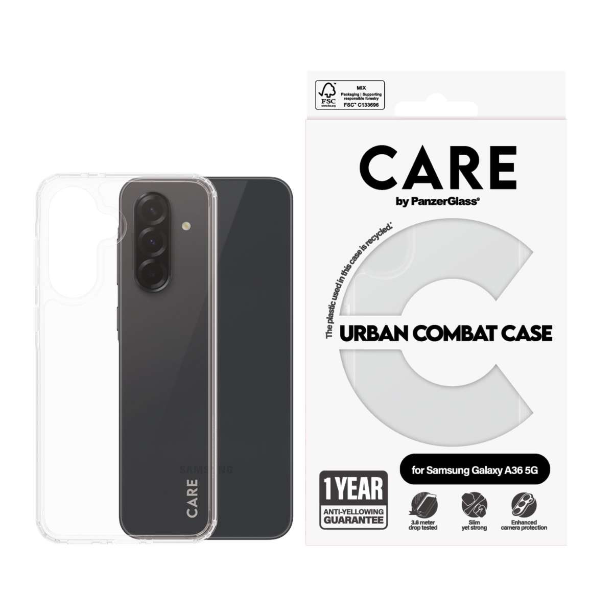 Samsung Galaxy A36 5G PanzerGlass Urban Combat Case - Clear