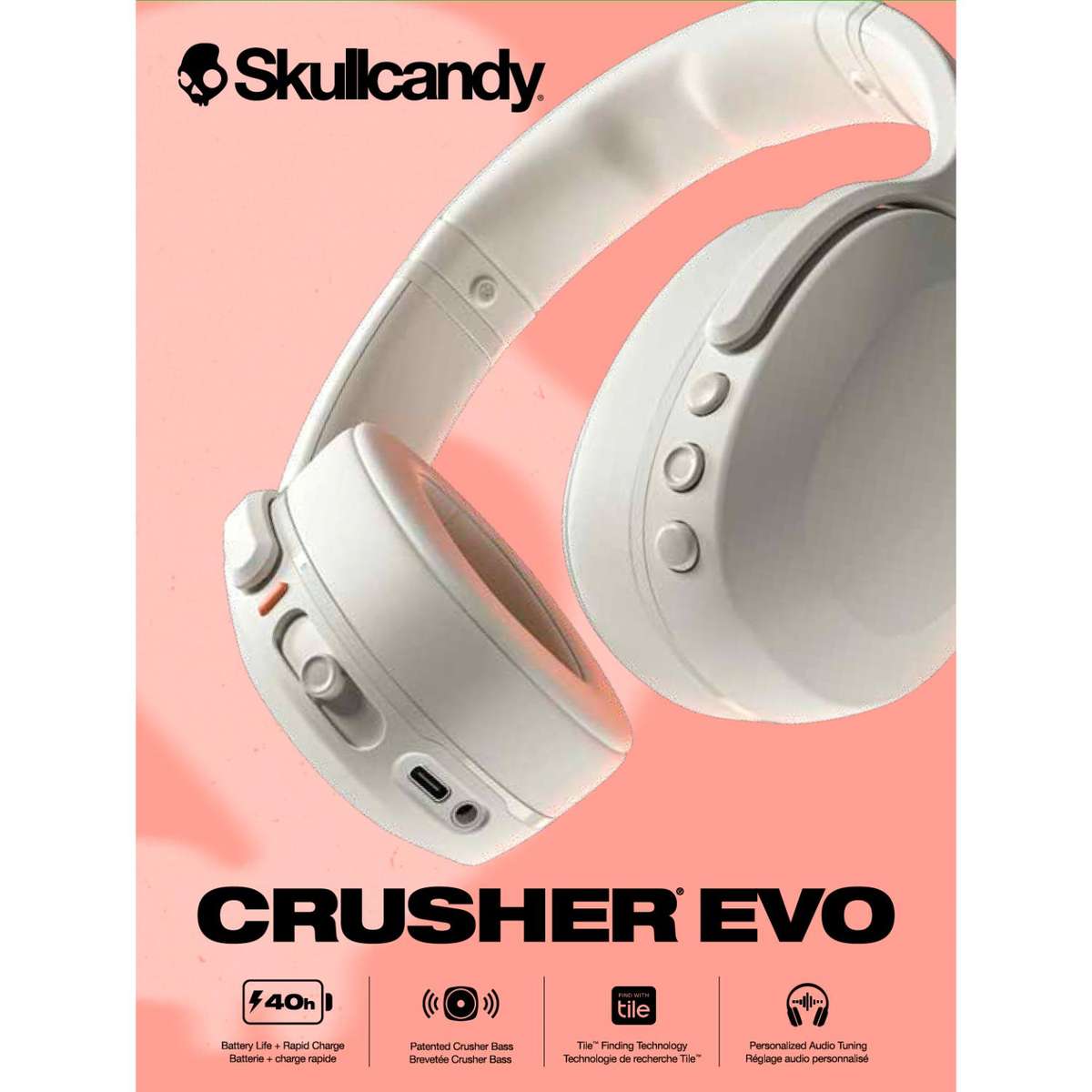 Skullcandy Crusher Noise Cancelling Headphones - Bone