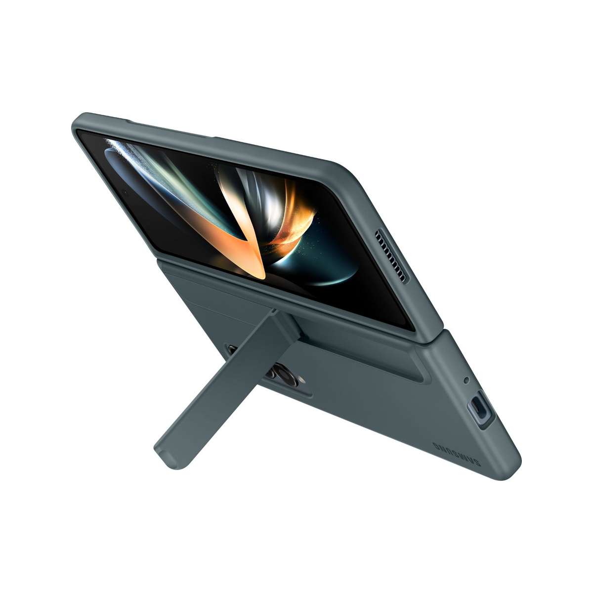 Samsung Galaxy Z Fold4 Standing Cell Phone Cover With Pen Greygreen