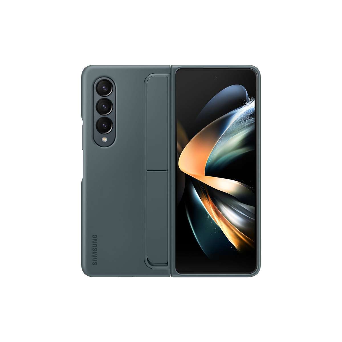Samsung Galaxy Z Fold4 Standing Cell Phone Cover With Pen Greygreen