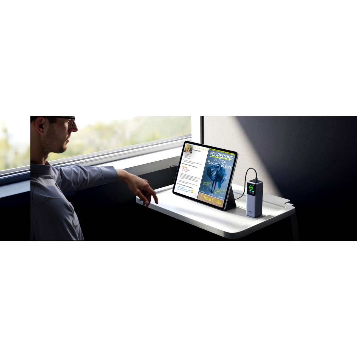 UGREEN 25000mAh 200W PD Power Bank with TFT Smart Display - Grey