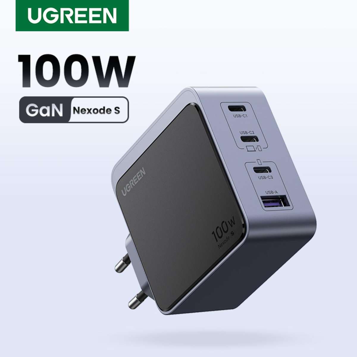 UGREEN Nexode 100W GaN PD Fast Wall Charger - 4 Port - Grey & Black