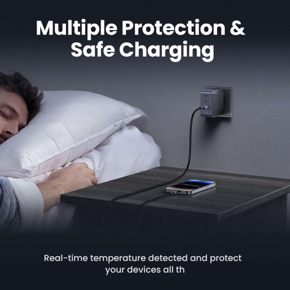 UGREEN Nexode 100W GaN PD Fast Wall Charger - 4 Port - Grey & Black
