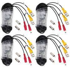 18.5m Power & Video CCTV Camera Cable - Black