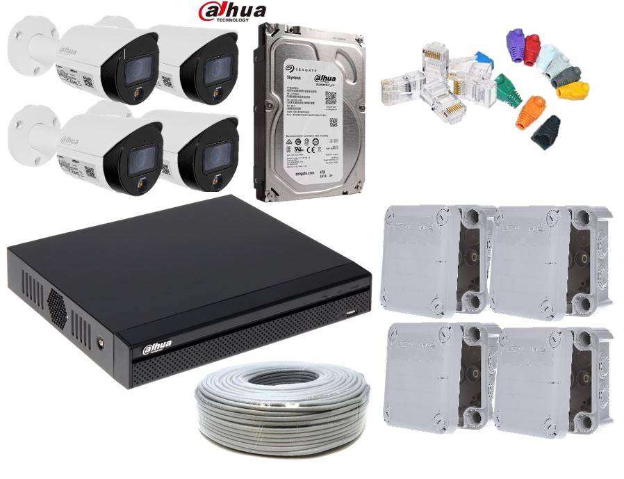 Dahua Full color 4 channel with 2mp full-color NVR bullet 2TB HDD  Bundle IP Camera system