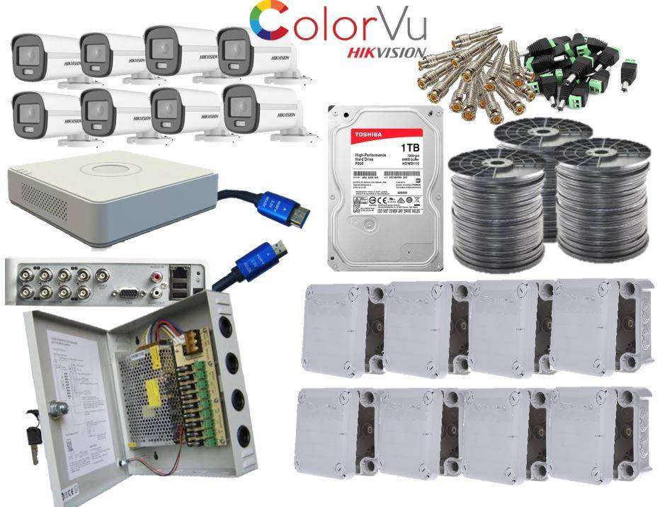 Hikvision 1080P  ColorVu 8 Channel CCTV Kit With 2MP ColorVu Bullet Cameras &amp; 1TB HDD Bundle