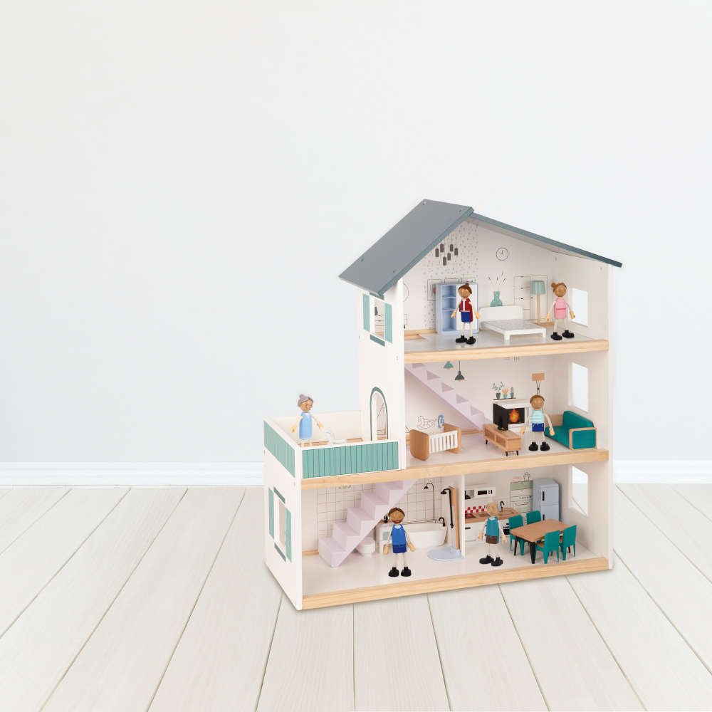 TookyToy - 3-Storey Doll House & Accessories