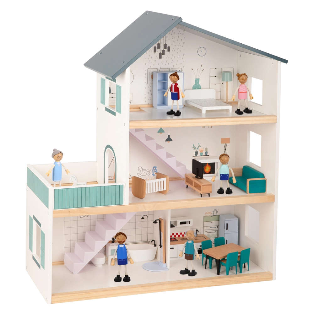 TookyToy - 3-Storey Doll House & Accessories