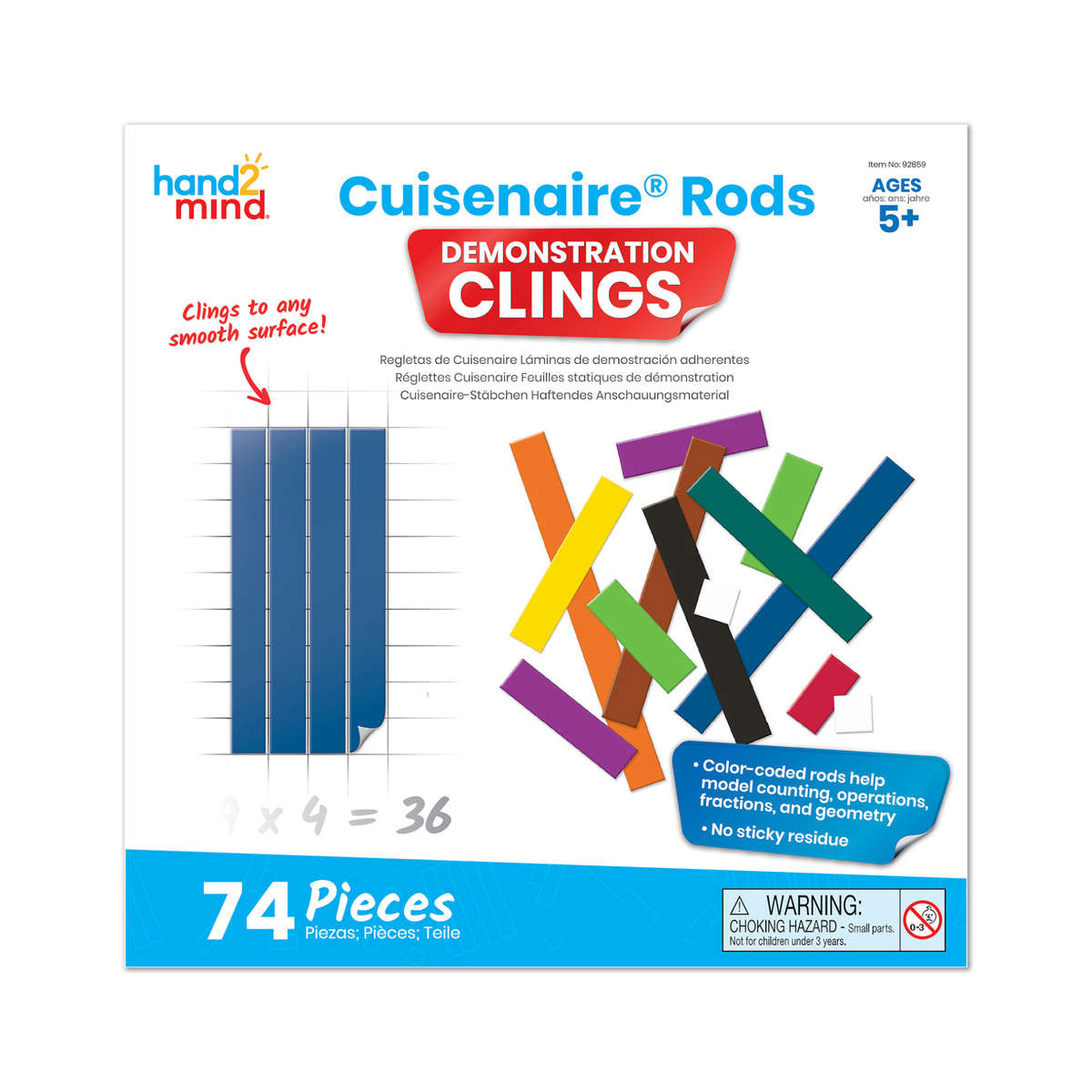 Hand2Mind - Cuisenaire® Rods Demonstration Clings: 74 Pieces