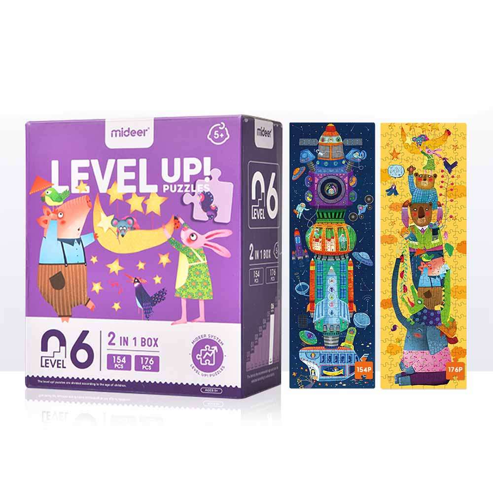 Mideer - Level Up Jigsaw Puzzle for Kids - 2-in-1 - Level 6 Imagine The World