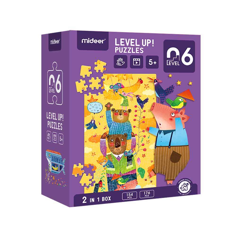 Mideer - Level Up Jigsaw Puzzle for Kids - 2-in-1 - Level 6 Imagine The World