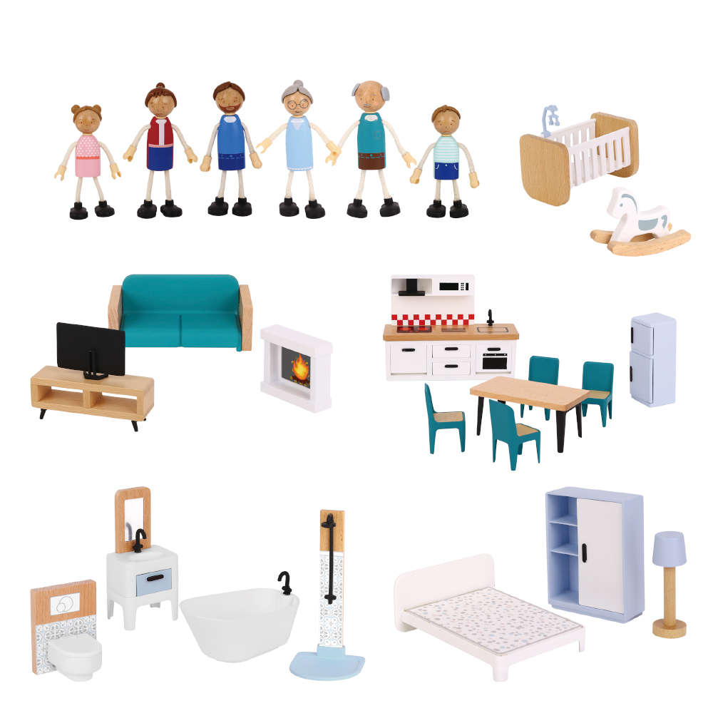 TookyToy - 3-Storey Doll House & Accessories