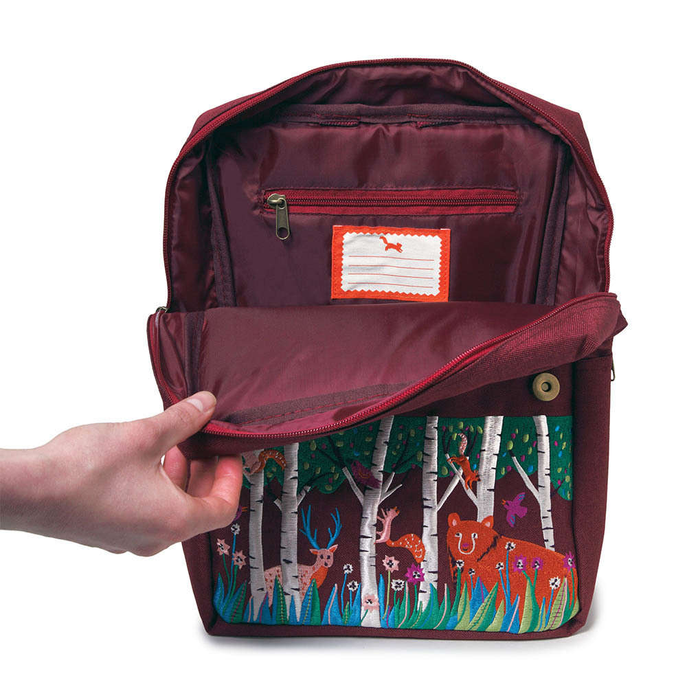 eeBoo - Embroidered Backpack for Kids: Bear in the Woods