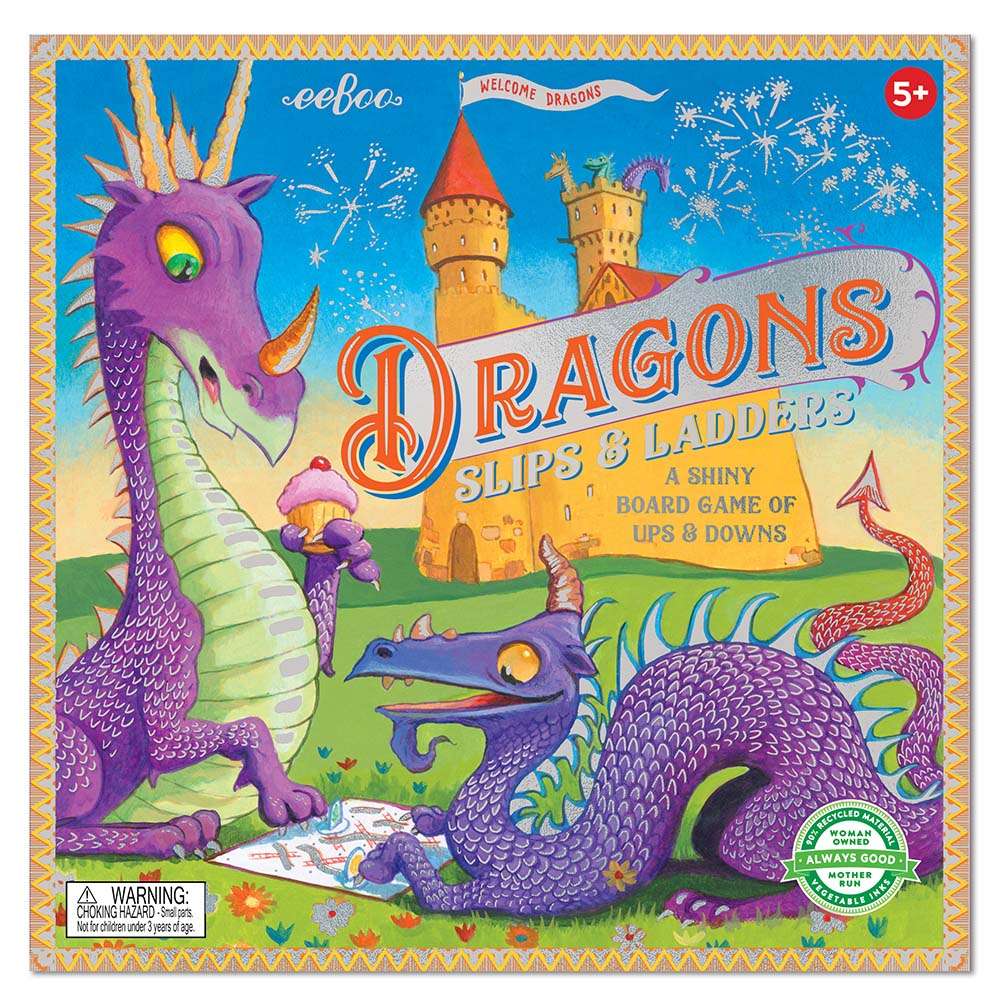eeBoo - Dragons Slips and Ladders Board Game (Classic Snakes and Ladders)