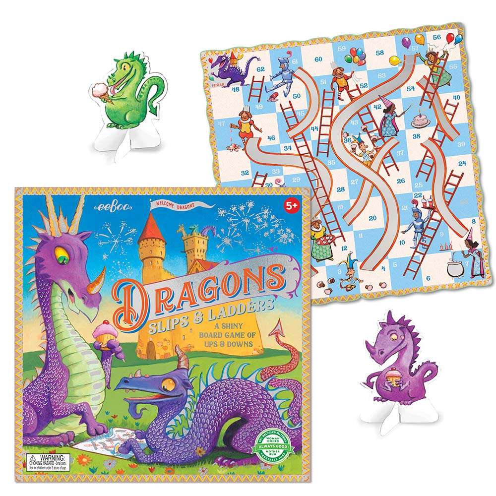 eeBoo - Dragons Slips and Ladders Board Game (Classic Snakes and Ladders)