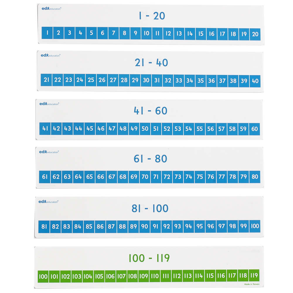 EDX Education - Number Lines - Write & Wipe - 1-120 - Classroom Set - 48pcs