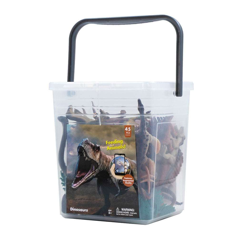 Greenbean - Dinosaur Playset Bucket - 45 Pieces Figures & Accessories for Kids Ages 3+