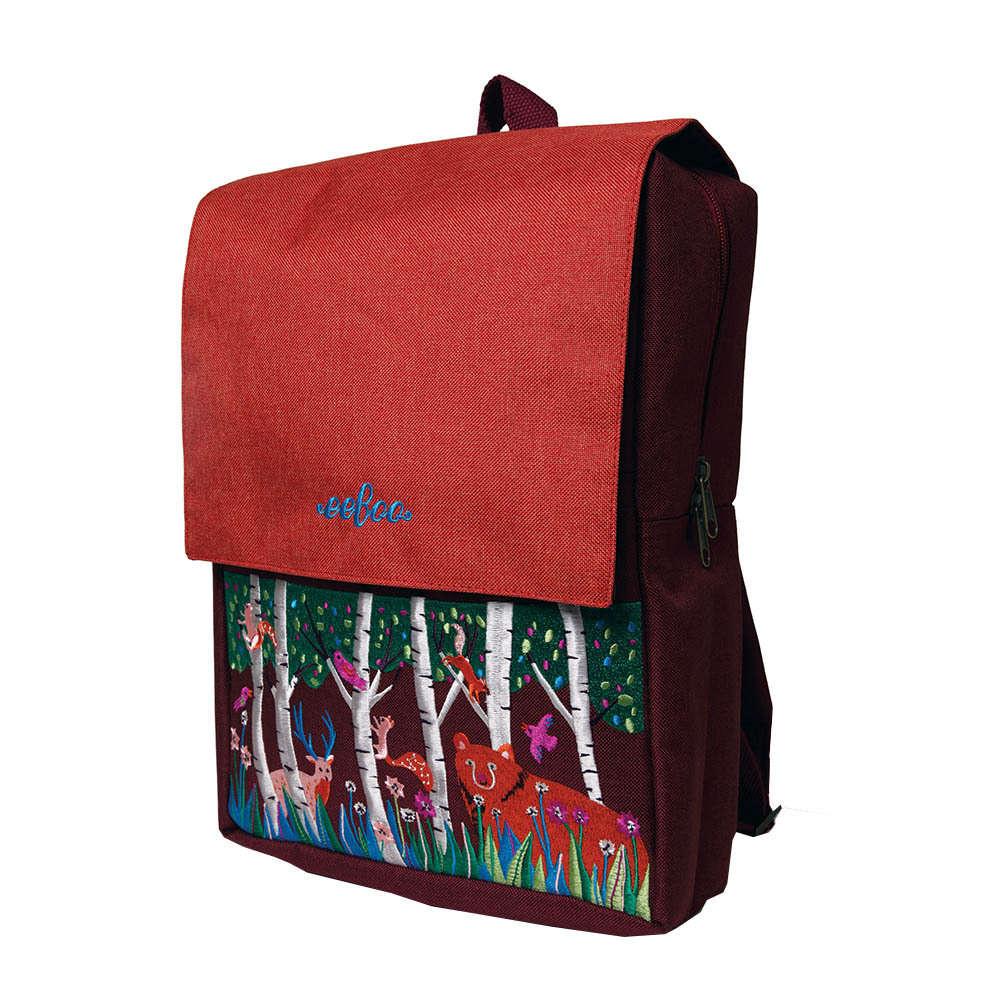 eeBoo - Embroidered Backpack for Kids: Bear in the Woods