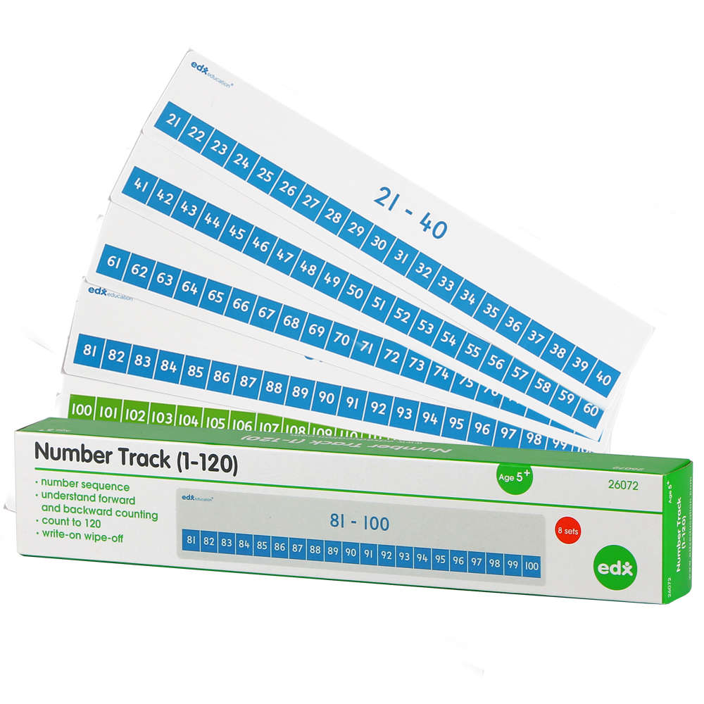 EDX Education - Number Lines - Write & Wipe - 1-120 - Classroom Set - 48pcs