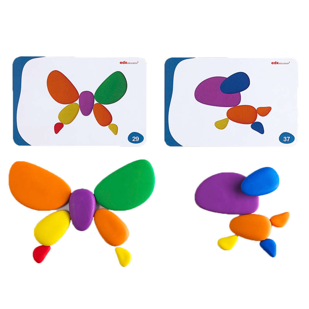 EDX Education - Rainbow Pebbles - Activity Set - 20 Activity Cards - 36pcs