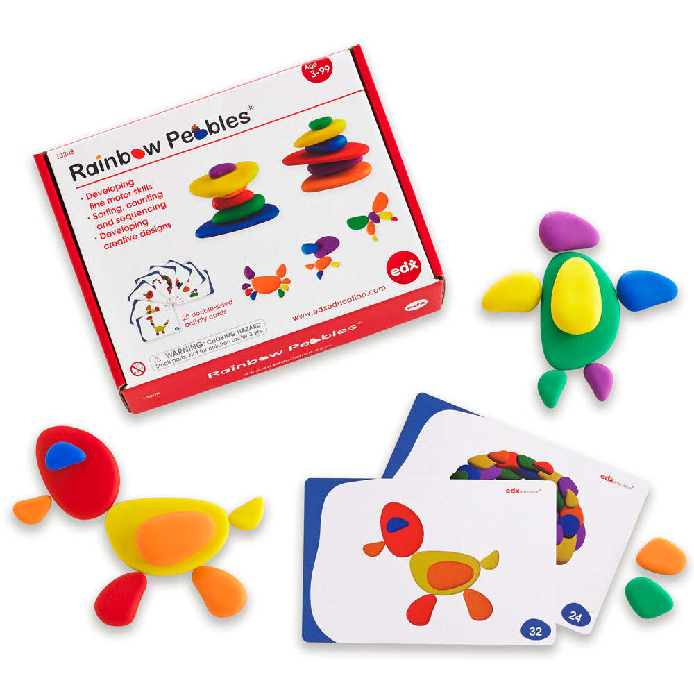 EDX Education - Rainbow Pebbles - Activity Set - 20 Activity Cards - 36pcs