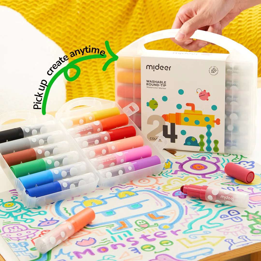 Mideer - Round-tip Washable Marker - 24 Colours