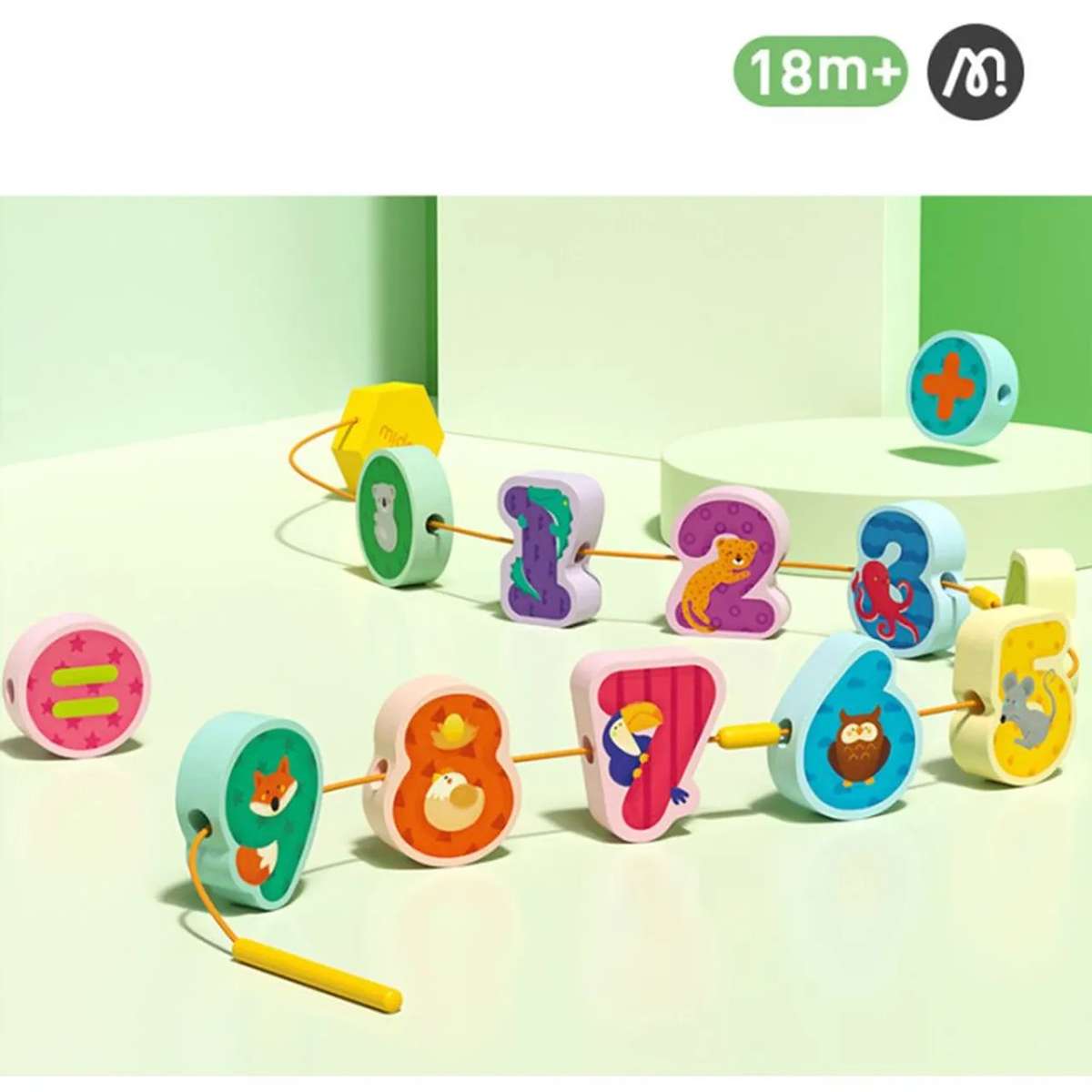 Mideer - Lacing Beads Numbers & Animals - Threading Activity for Kids