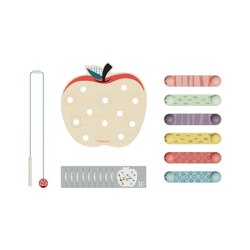 TopBright - Apple Worms Fine Motor Game with Activity Cards