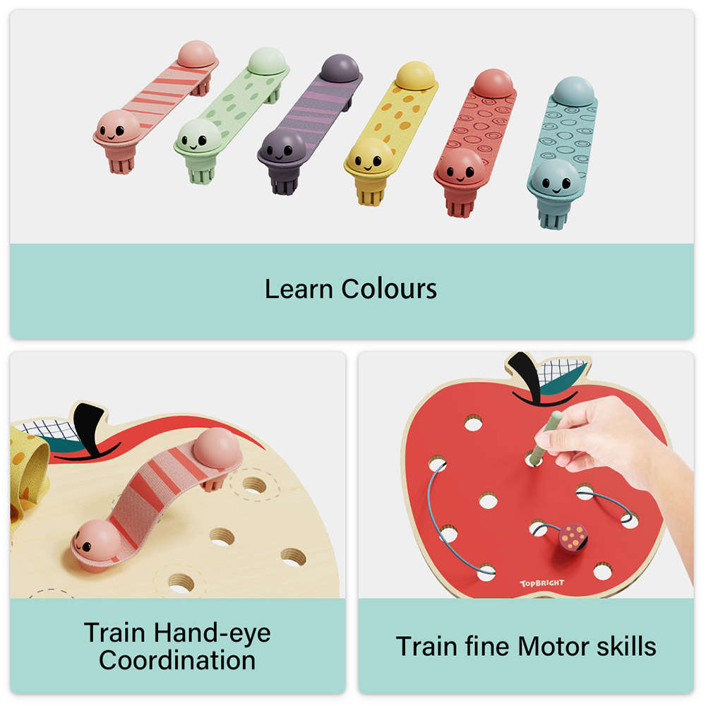 TopBright - Apple Worms Fine Motor Game with Activity Cards
