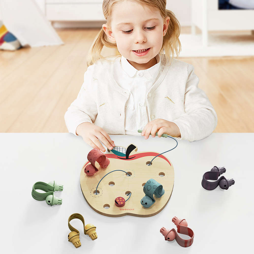 TopBright - Apple Worms Fine Motor Game with Activity Cards