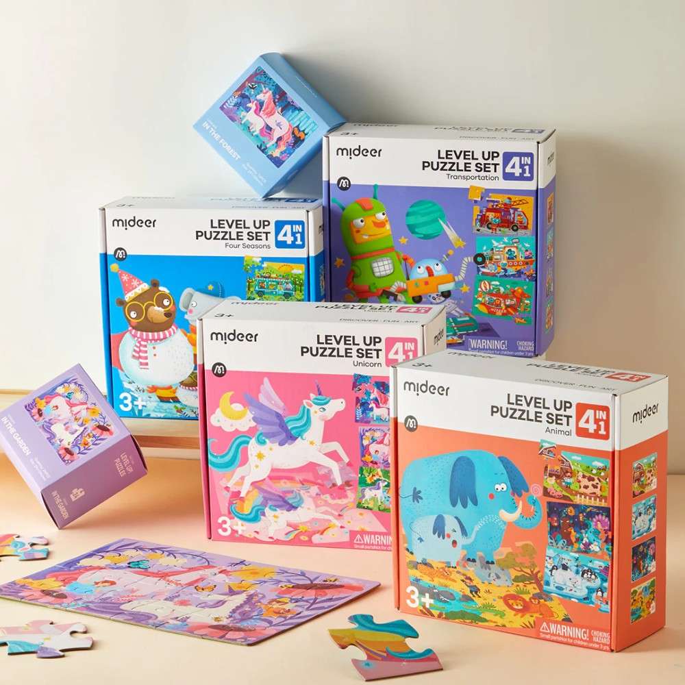 Mideer - Level Up Puzzles Set - 4-in-1 - Animals