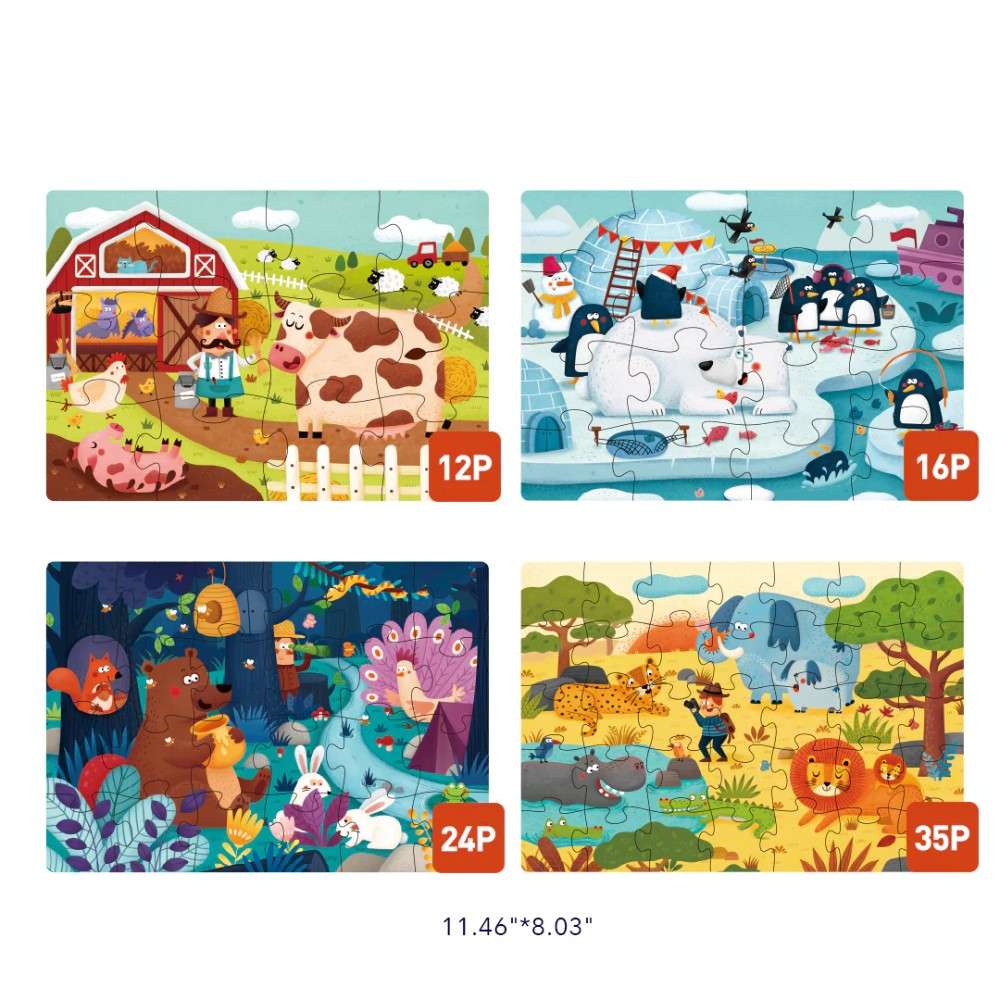 Mideer - Level Up Puzzles Set - 4-in-1 - Animals