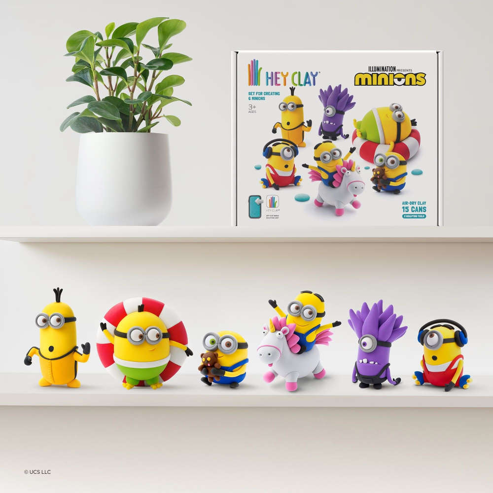 Hey Clay - Modelling Air-Dry Clay with Fun Interactive App - Minions, 15 cans