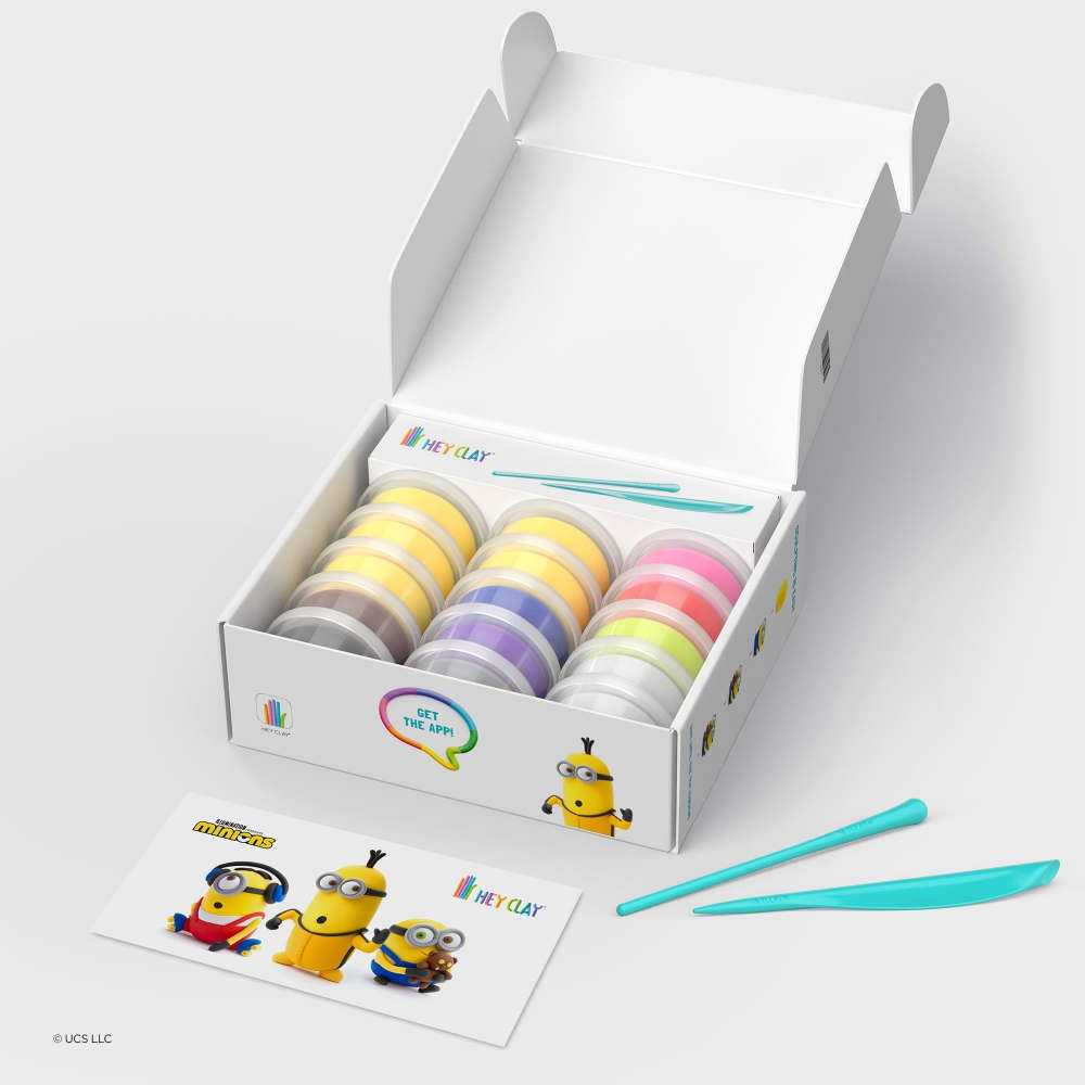 Hey Clay - Modelling Air-Dry Clay with Fun Interactive App - Minions, 15 cans