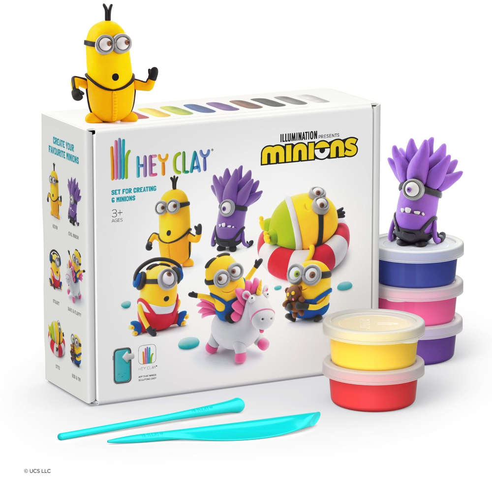 Hey Clay - Modelling Air-Dry Clay with Fun Interactive App - Minions, 15 cans