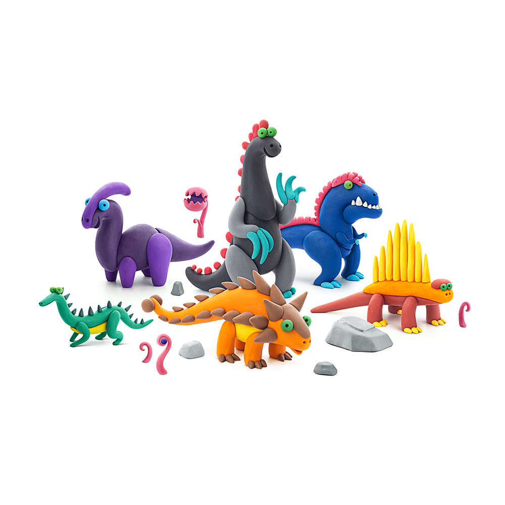 Hey Clay - Modelling Air-Dry Clay with Fun Interactive App - Mega Dinos, 15 cans