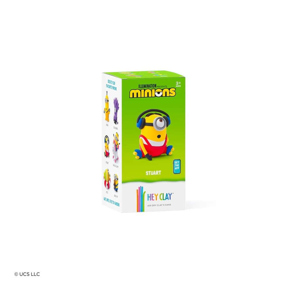 Hey Clay - Modelling Air-Dry Clay with Fun Interactive App - Stuart, Series Minions, 5 cans