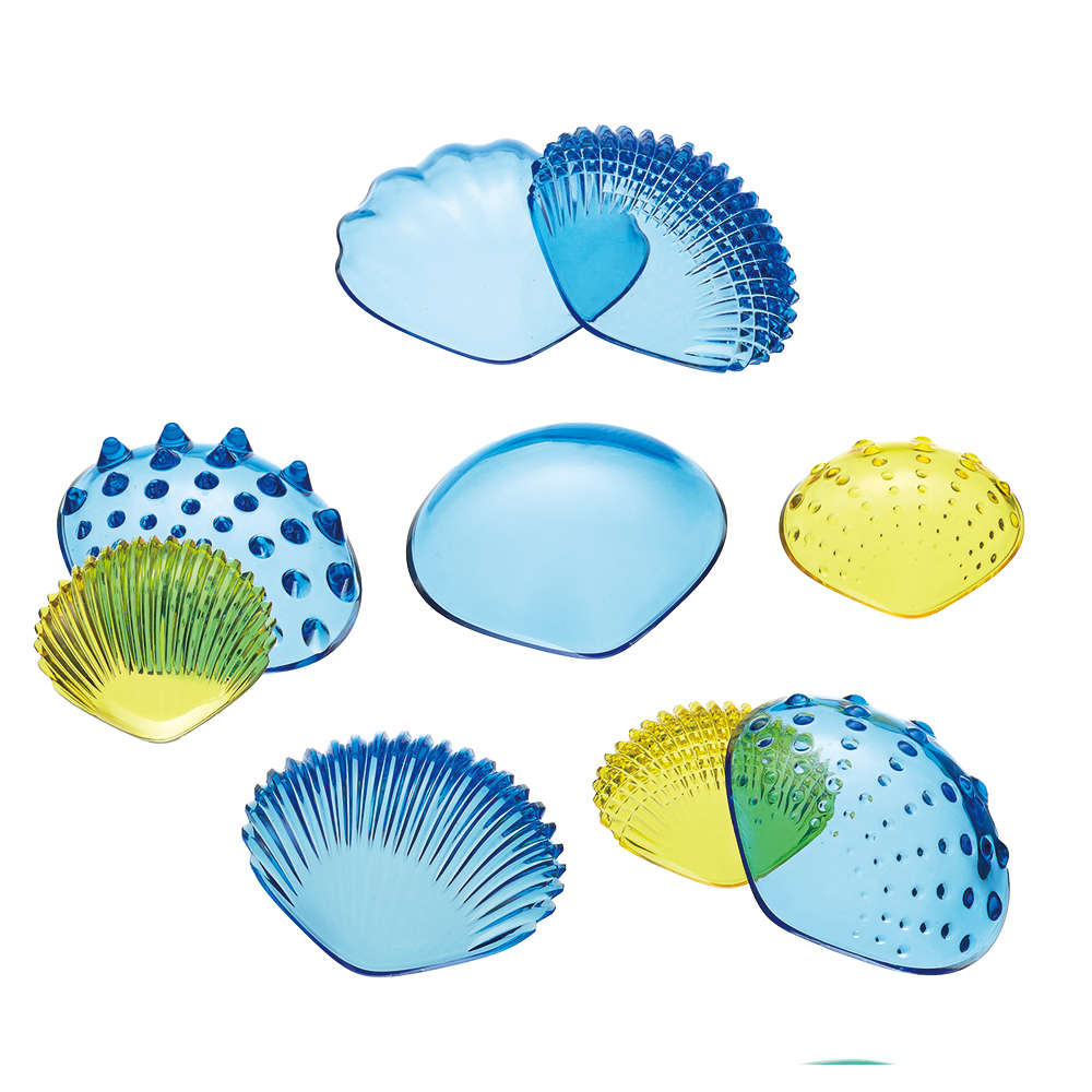 EDX Education - Tactile Shells - Transparent - 6 Tactile Surfaces & 2 Colours - Large & Small - A...
