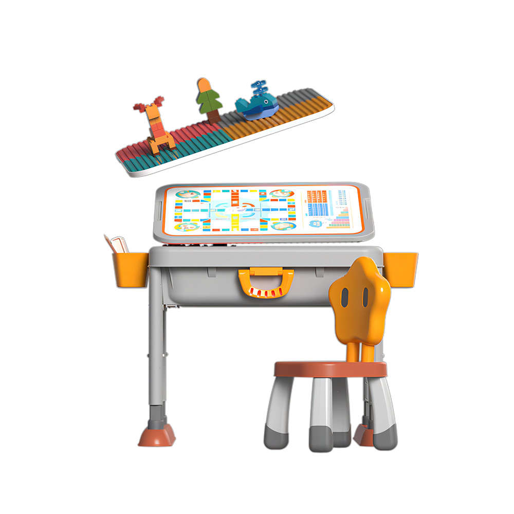 Feelo - 3-in-1 Multi-Functional Building Block Table & Chair (Adjustable) - 55 Pieces