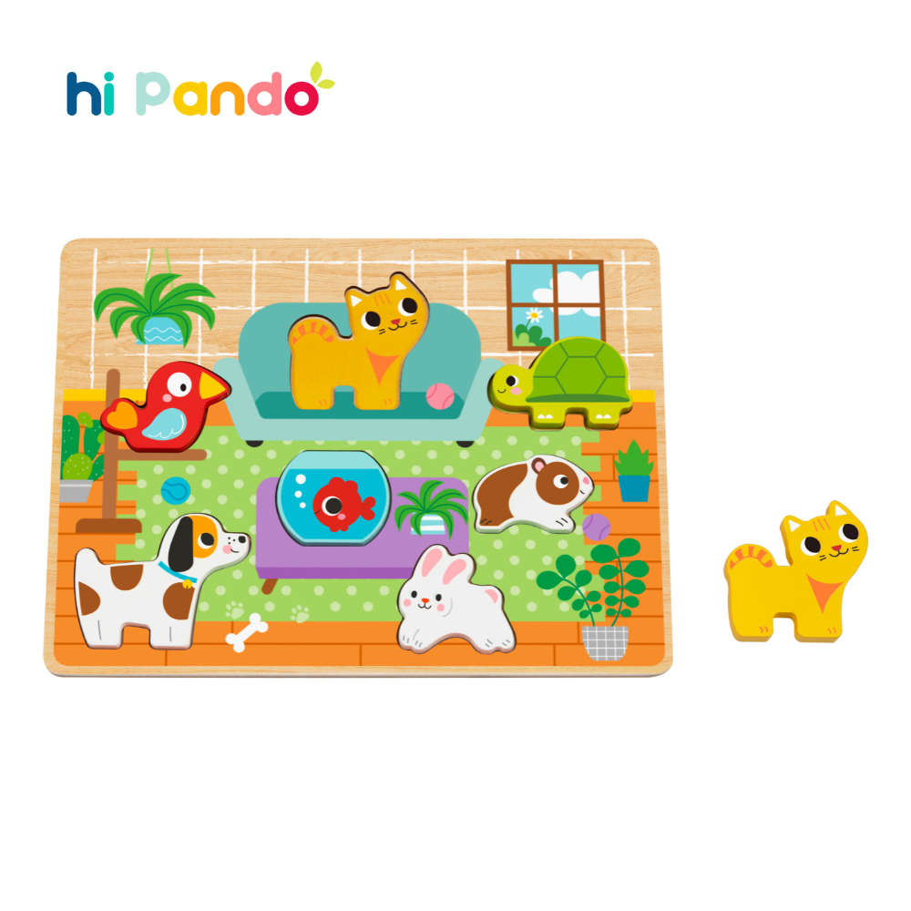 hi Pando - Chunky Wooden Puzzle - Pets - 8pcs