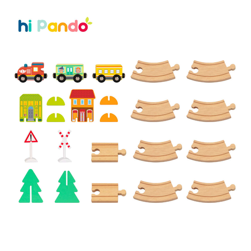 hi Pando - Magnetic Train Set - City Themed - 23pcs