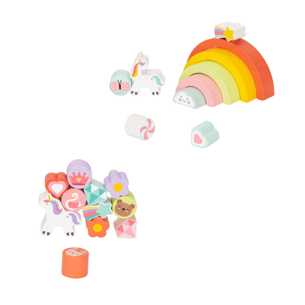 hi Pando - Wooden Balance Stacker - Unicorn Themed - 21pcs