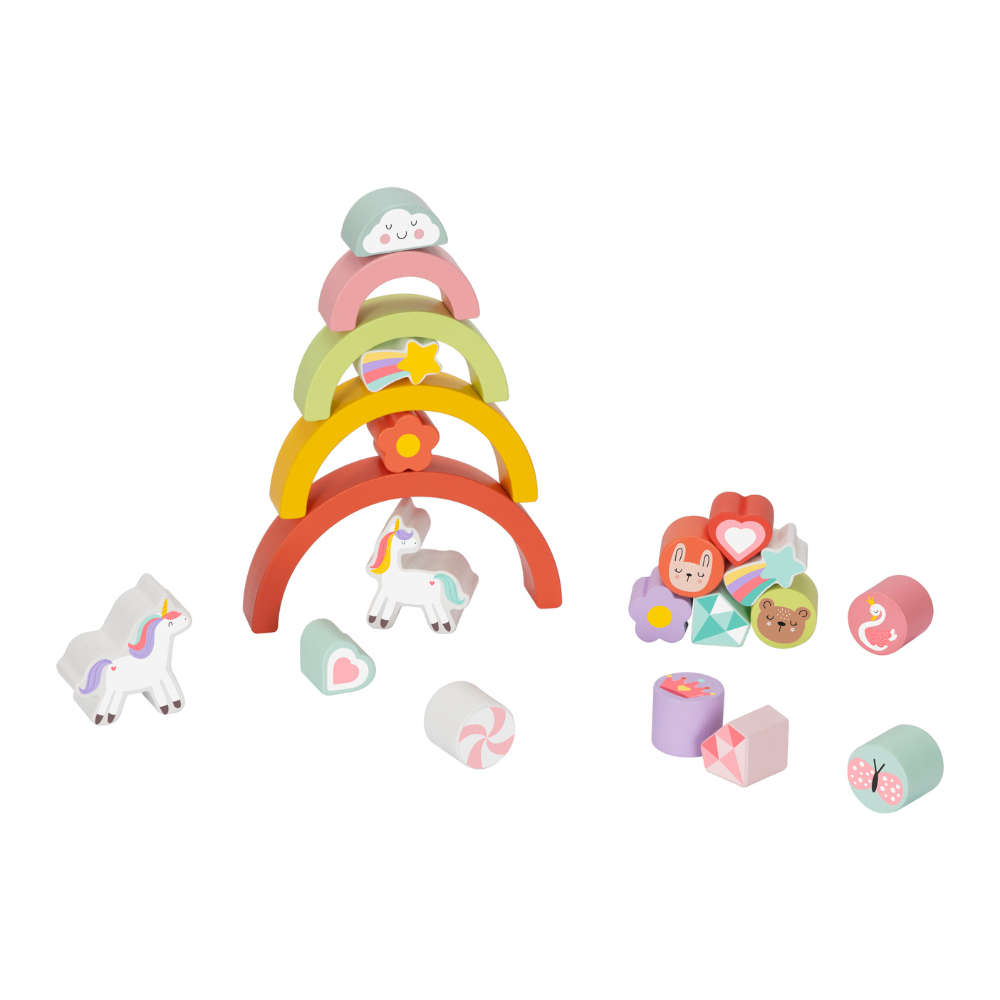 hi Pando - Wooden Balance Stacker - Unicorn Themed - 21pcs