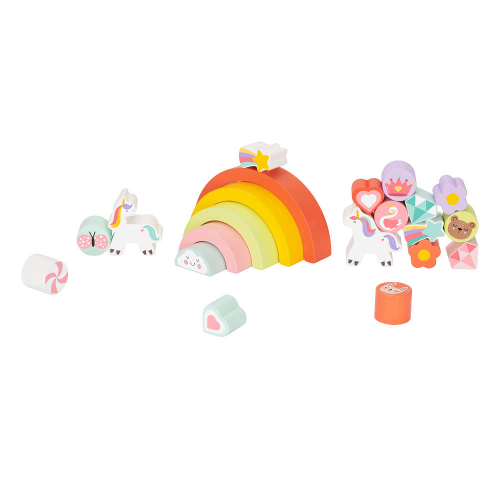 hi Pando - Wooden Balance Stacker - Unicorn Themed - 21pcs
