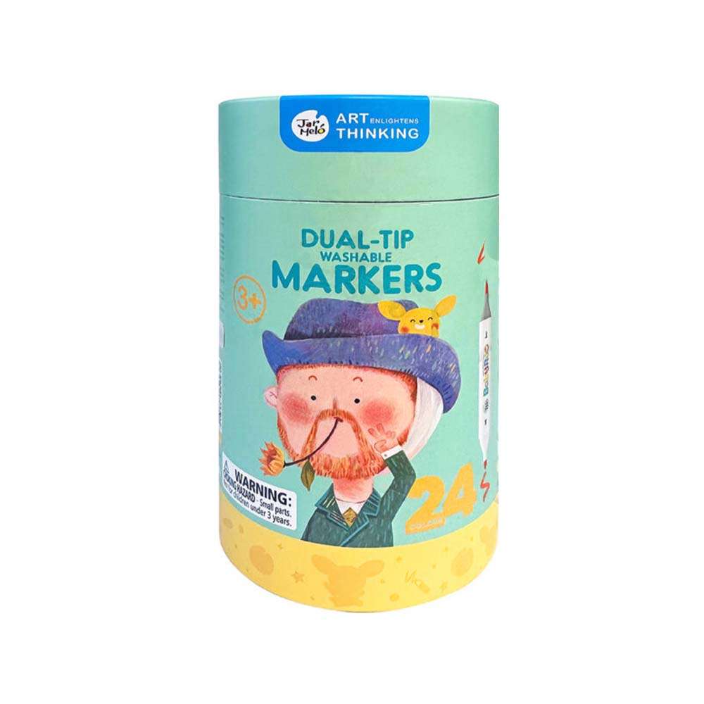 Jar Meló - Dual - Tip Washable Markers - 24 Colours