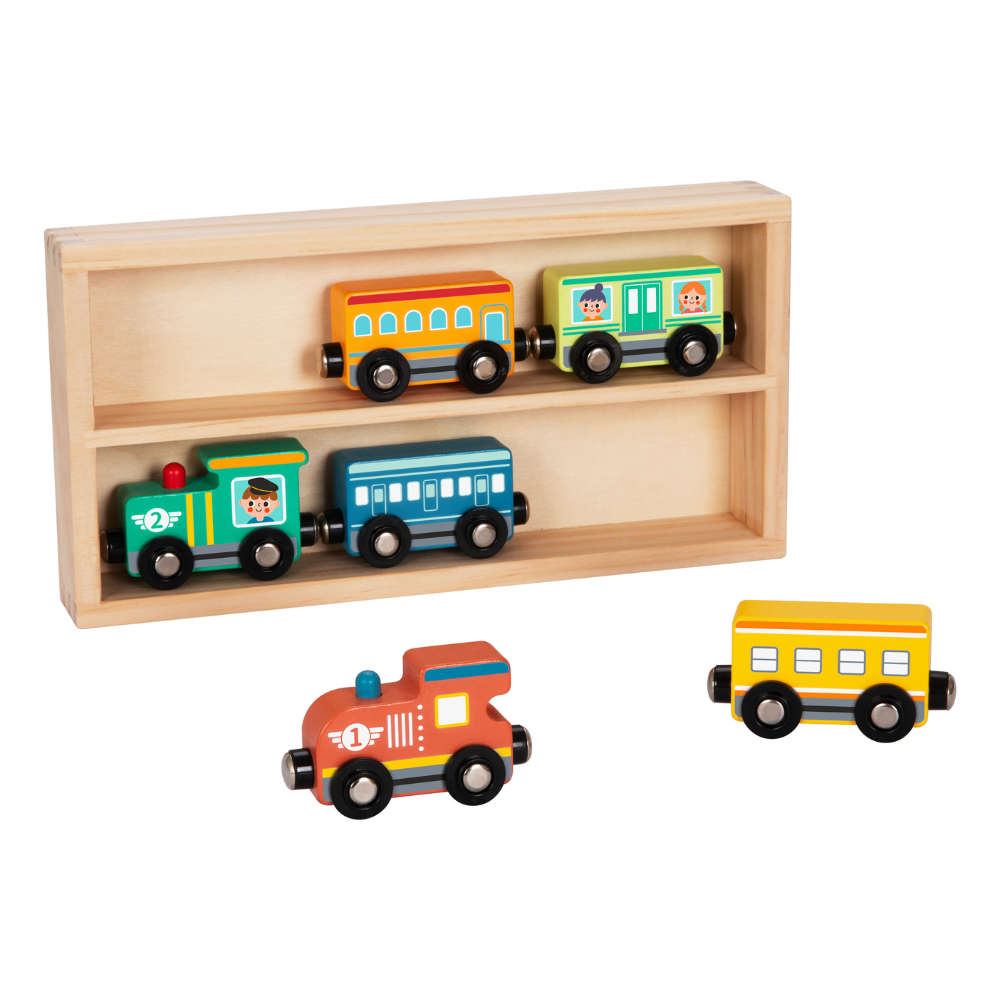 hi Pando - Magnetic Train Set With Storage Box - 7pcs