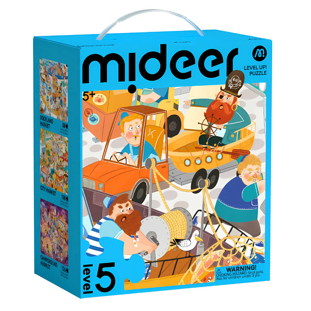 Mideer - Level Up Jigsaw Puzzle for Kids - 3-in-1 - Level 5 Bustling Market