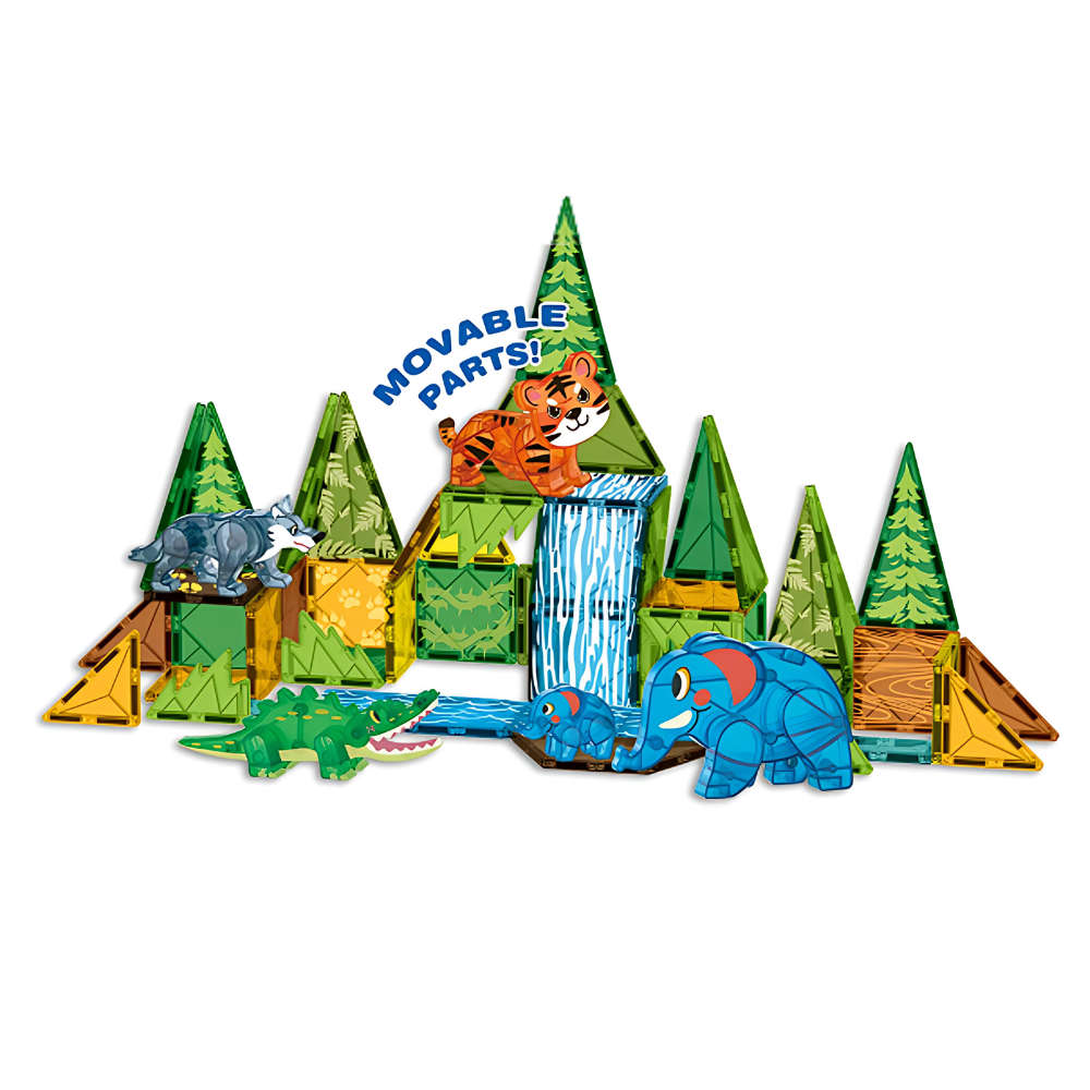 Magnetic Tiles - Jungle Animals Set - 45 Pieces