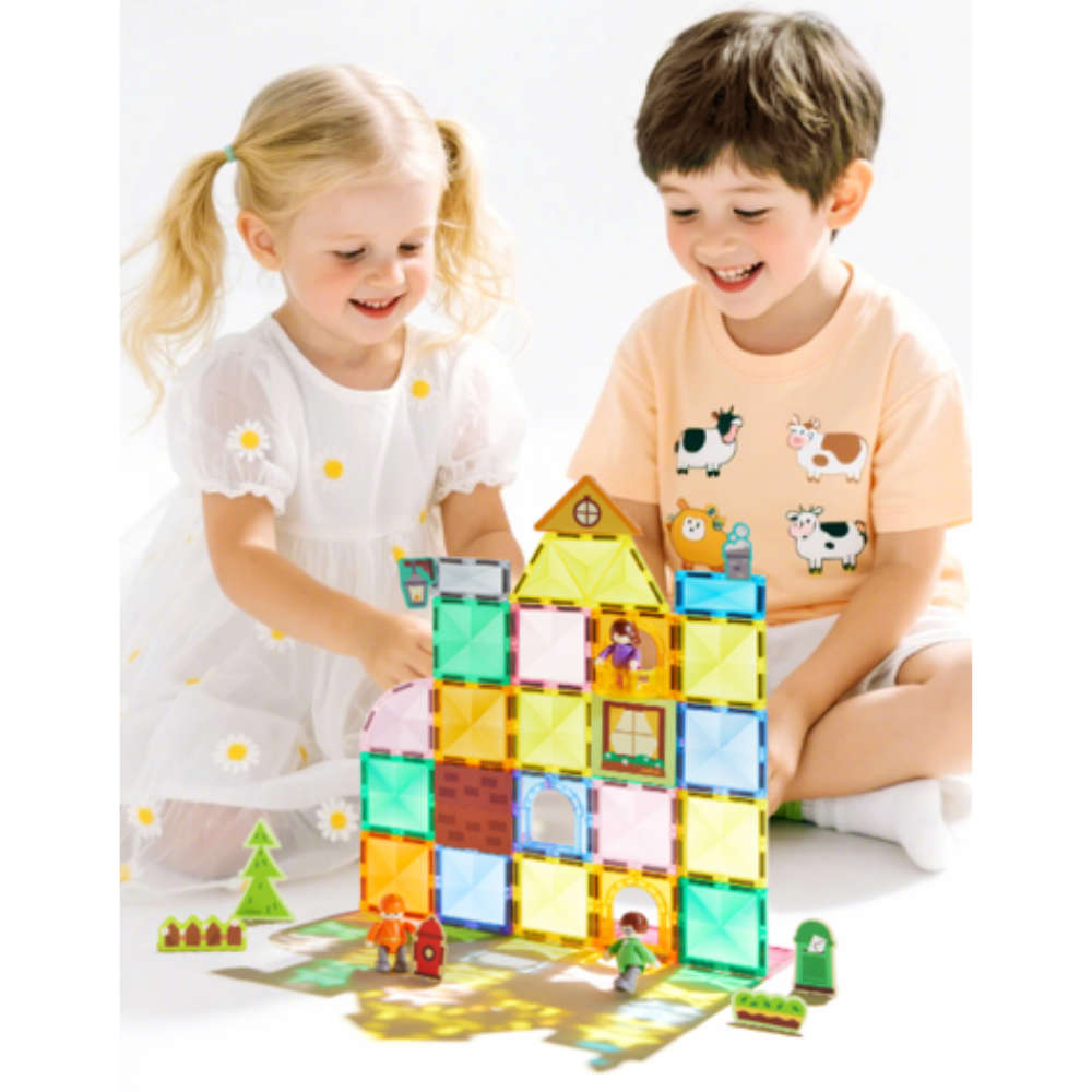 Mideer - Colourful Magnetic Tiles Building Set - Our Family - 32pcs
